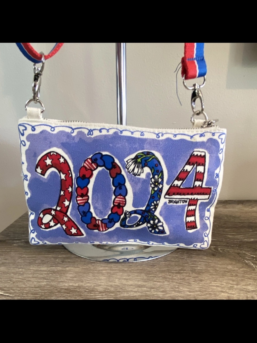 Brighton 2024 Vote Canvas Crossbody Shoulder Bag Clutch Patriotic Red Blue White